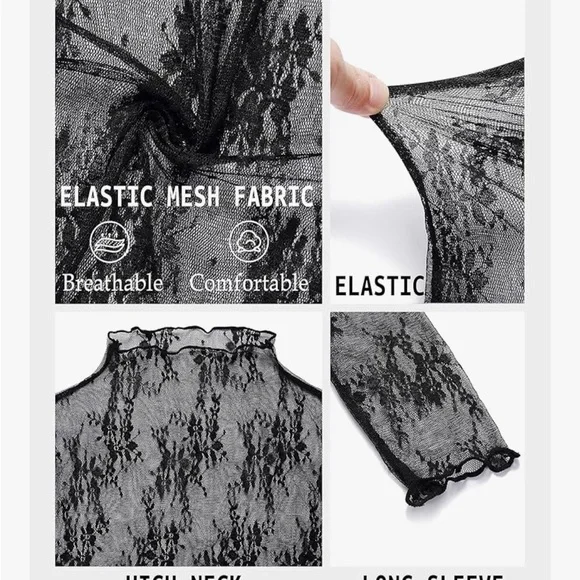 Chic Sheer Black Lace Blouse - Picture 10 of 10